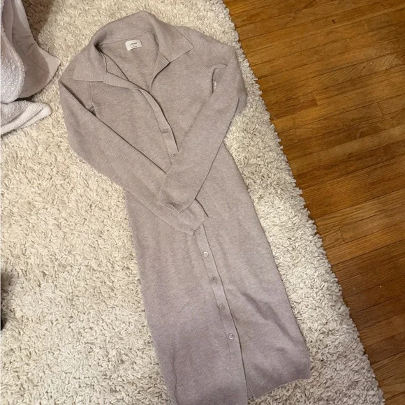 Beige Button-Up Knit Dress - Picture 3 of 3